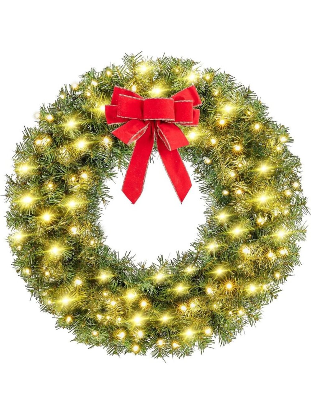Yaheetech 30in Large Artificial Christmas Wreath, Pre-lit Holiday Accent
